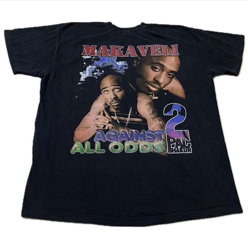 FILA T shirt vintage Tupac Shakur 2Pac taglia XL contro ogni previsione punto singolo RISTAMPA