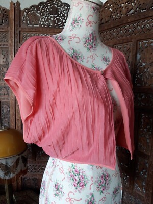 MAX MARA Bolero Jacke Kurzarm rosa Crinkle Futter S 36/38 Neu ohne Etikett