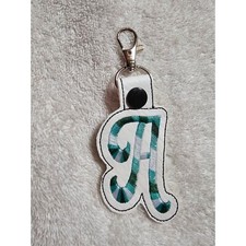Initial A Keychain Embroidered Letter A Bag Charm Purse Charm Backpack Tag
