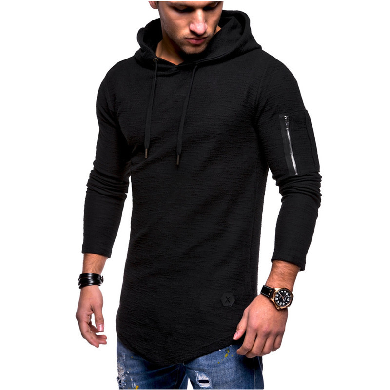 Mens Hoodie Slim Fit Casual Long Sleeve T-Shirt Longline Gym Sports Muscle  Tops | eBay