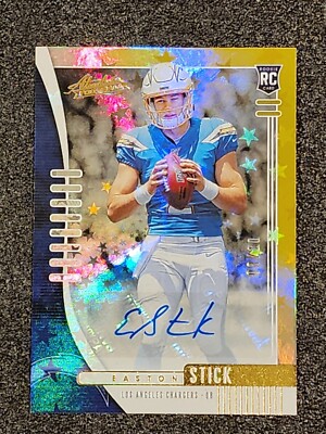 2019 Absolute Football Gold Stars Autograph #117 Easton Stick RC Chargers #8/10