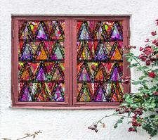 3D Graffiti Triangl ZHUA440 Window Film Print Sticker Cling Stained Glass UV Zoe
