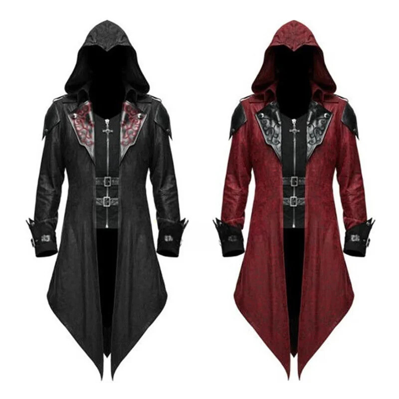 2-Tone Edward Assassin Cosplay Medieval Hooded Jacket Halloween Costume