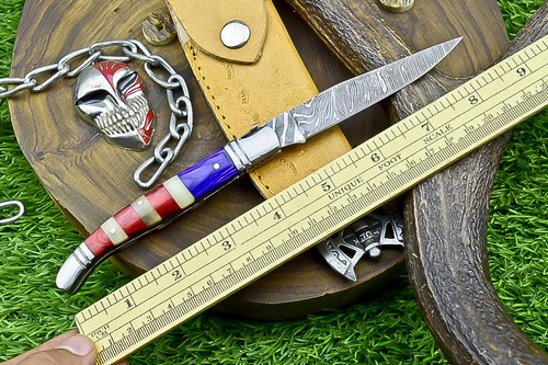 Custom Handmade Damascus Pocket Folding Knife - Modern Folding knives, UN-8733 - Picture 4 of 13