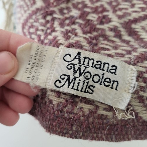Vtg Amana Woolen Mills Blanket Throw Wool Aztec Southwest Stripe 54" x 60" FLAW - Picture 3 of 8