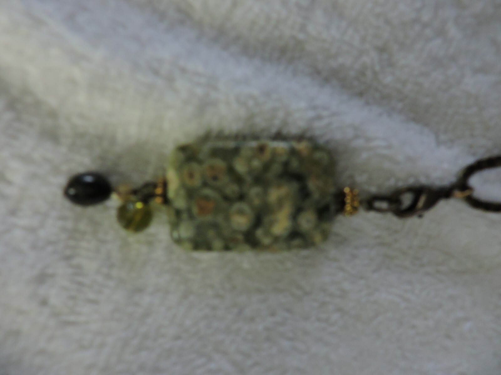 CHAIN NECKLACE WITH RETANGULAR MARBLED STONE 15.5… - image 7