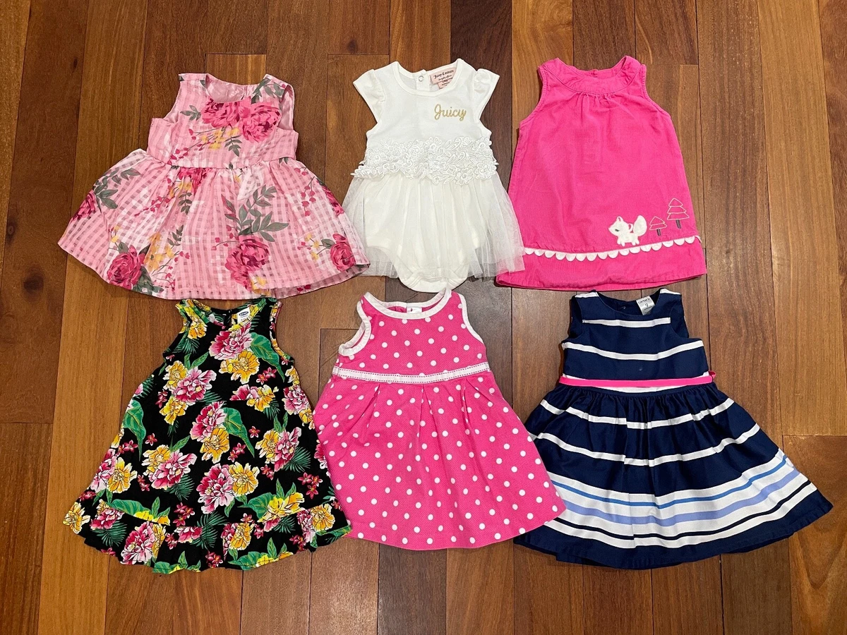 6 Baby Girl Size 6m 9m Spring Easter Summer Dress Pink Floral Dot Navy Carter
