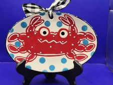 Clay Chick Creations Ceramic Oval Decorative Wall Hanging Crab Plate