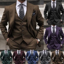 3 Pcs Men Suits Wedding Groom Formal Business Peak Lapel Best Men Tuxedos