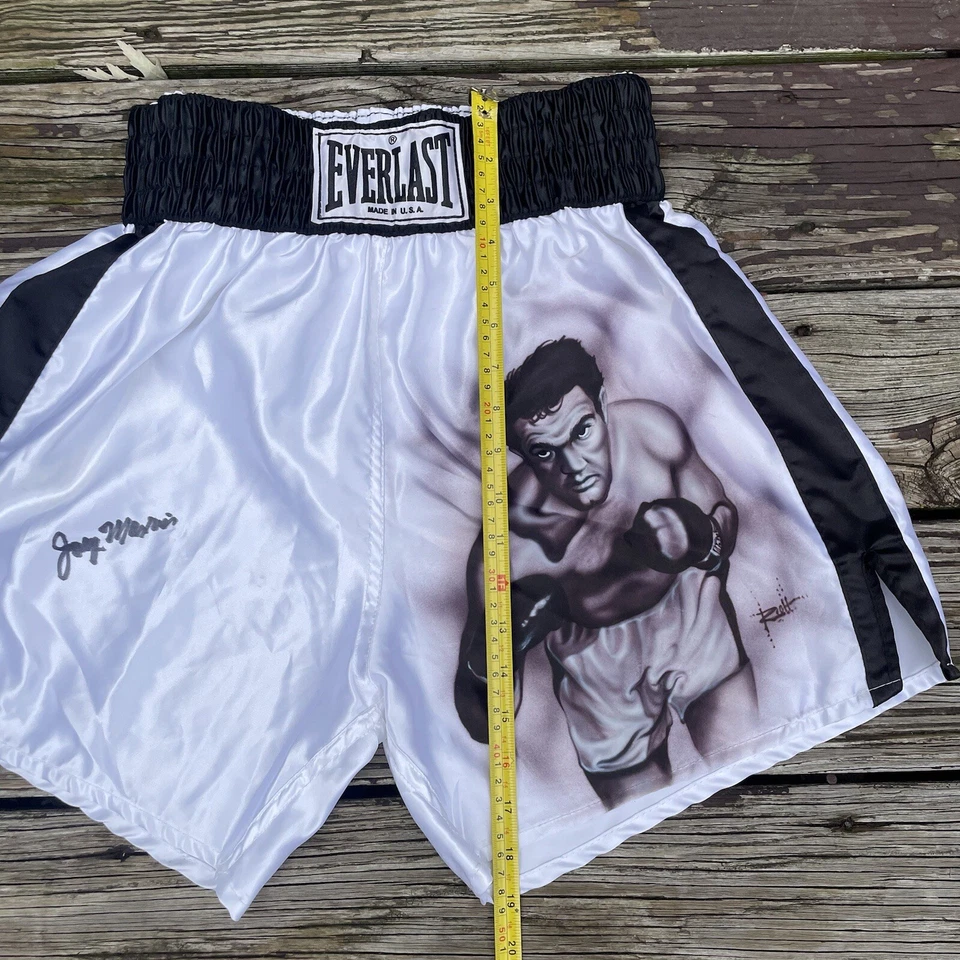 VTG JOE MAXIM Everlast Boxing Shorts Men’s Medium BlackWhite Satin Made USA - Image 2 of 4