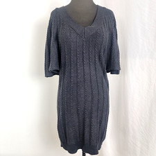 CK Calvin Klein Dark Gray Sweater Cable Knit Dress Women's Size Small 75 Acrylic