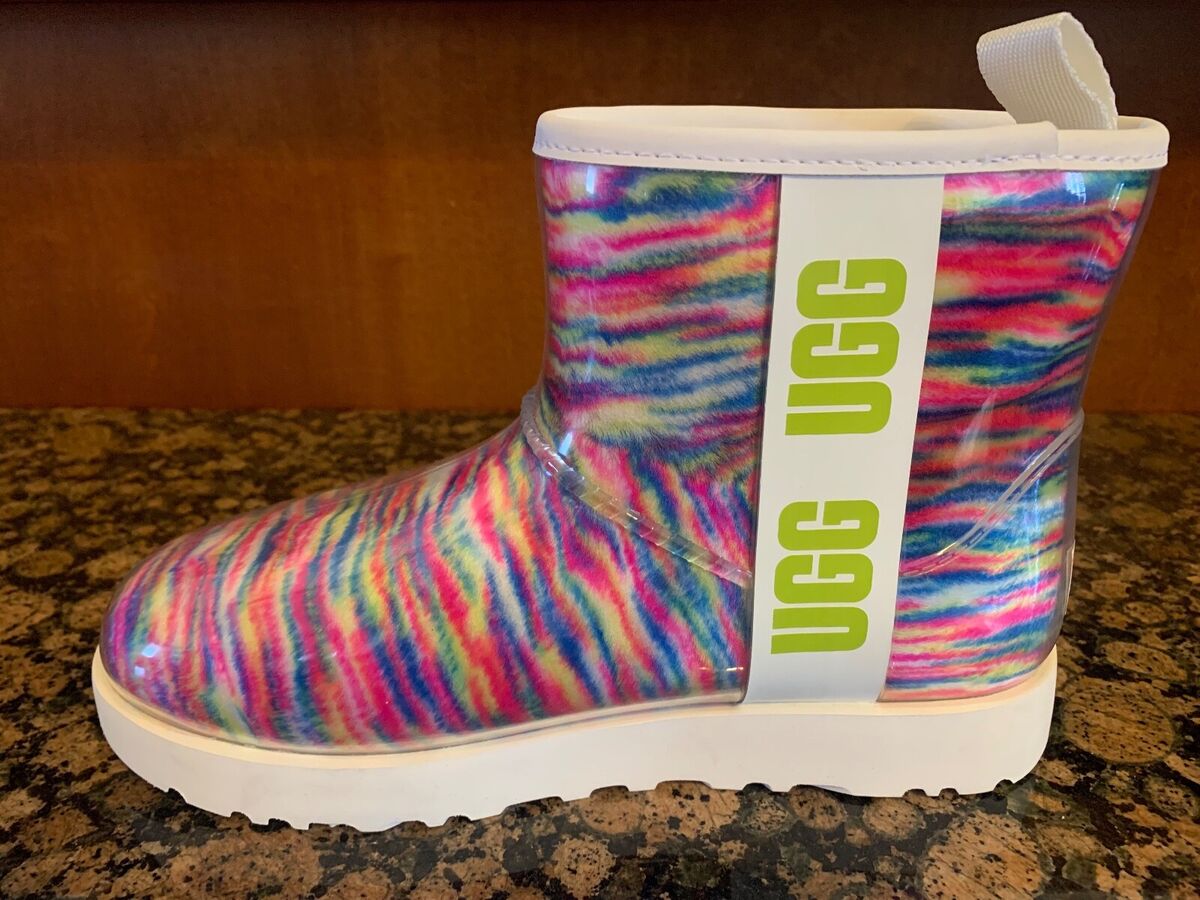 New! Womens UGG CLASSIC CLEAR MINI PIXELATE MULTICOLOR WATERPROOF 