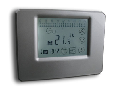 Thermostat Touchscreen silber Aufputz potentialfrei 2-Draht Anschl Batterie #750