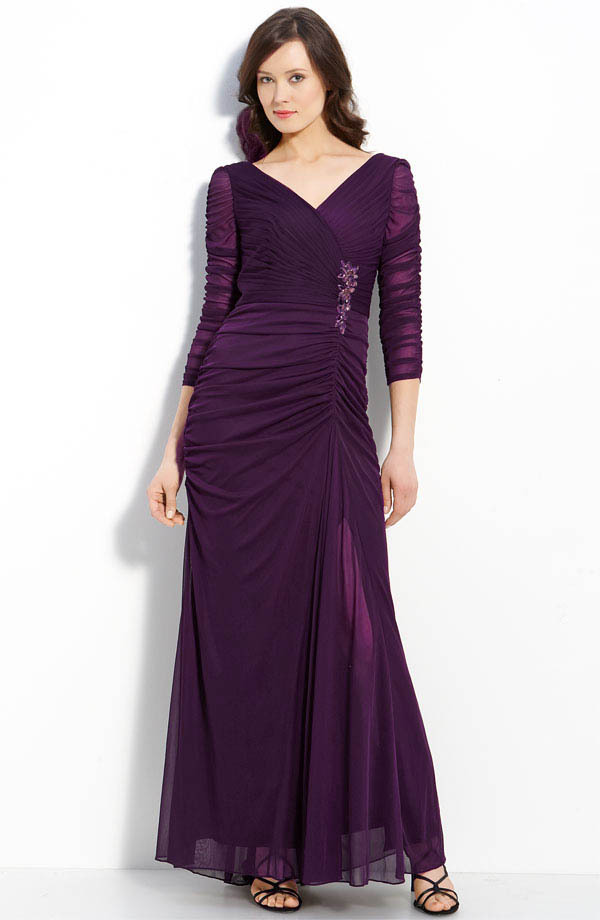 adrianna papell purple beaded dress Burgandy Scoop Back Sequin Gown