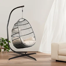 Hanging Hammock C-Stand for Chair Porch Swing Weather Resistant 360 Degree Steel