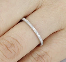 1.2mm Skinny Eternity 925 Sterling Silver CZ Wedding Band Ring Size 1-15 SE1413A