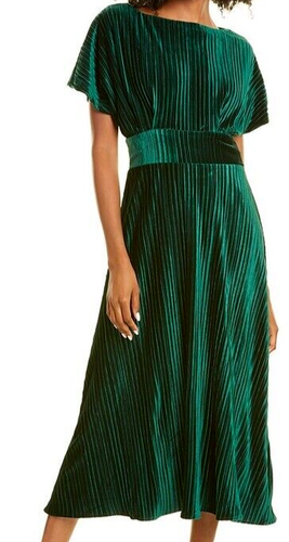 Alexia Admor Green Pleated Velvet Midi 