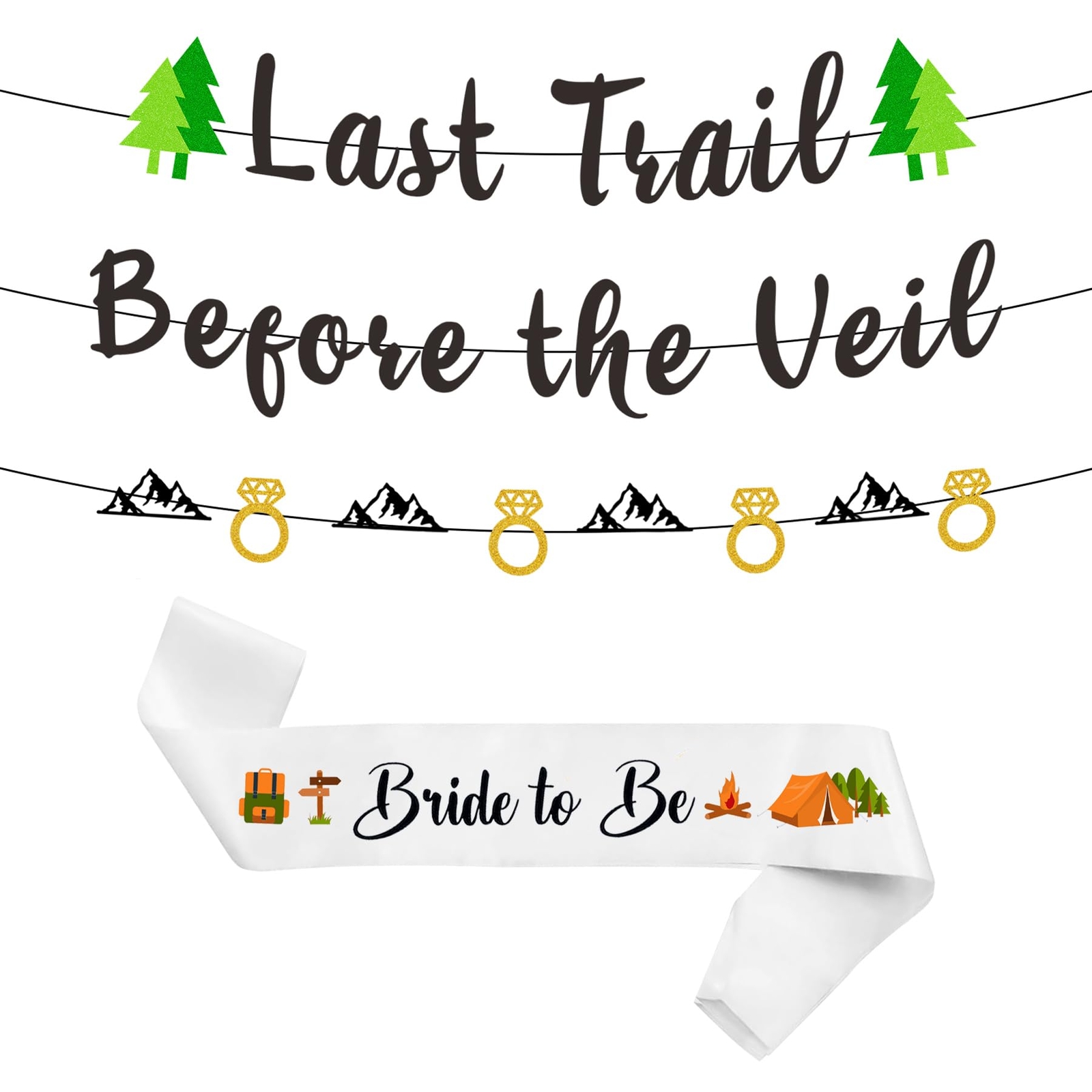 Last Trail Before the Veil Bachelorette - Camp Bachelorette Decorations Bride...