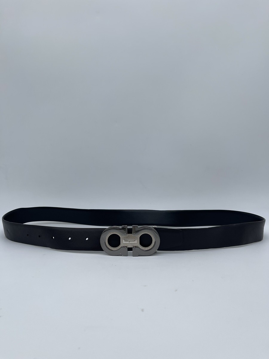 Salvatore Ferragamo Black and Tan Belt with Silver Buckle Salvatore Ferragamo | Accessories | Ferragamo Black Brown  main image 3