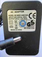 UK 24Vac 24V 1000mA 1A 1.0A 24VA Mains AC-AC Linear Adaptor Power Supply Plug
