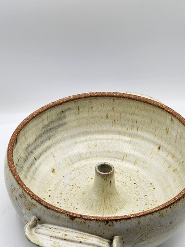 Signed Stoneware Steam Pot Handmade Speckled Clay Pottery Handles Lid - Picture 8 of 17