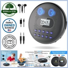 Portable CD Player Rechargeable Compact Stereo Speakers AUX Car Travel