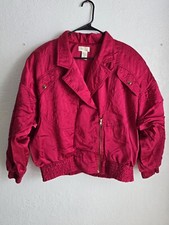 Vintage Bocoo Women's Bomber Jacket Fuschia Nylon Half Zip Size L