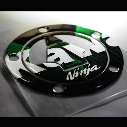 NINJA ZX-6R/10R/14R/650/Z1000 LOGO GAS TANK FUEL CAP COVER PROTECTOR PAD GREEN - Picture 3 of 5