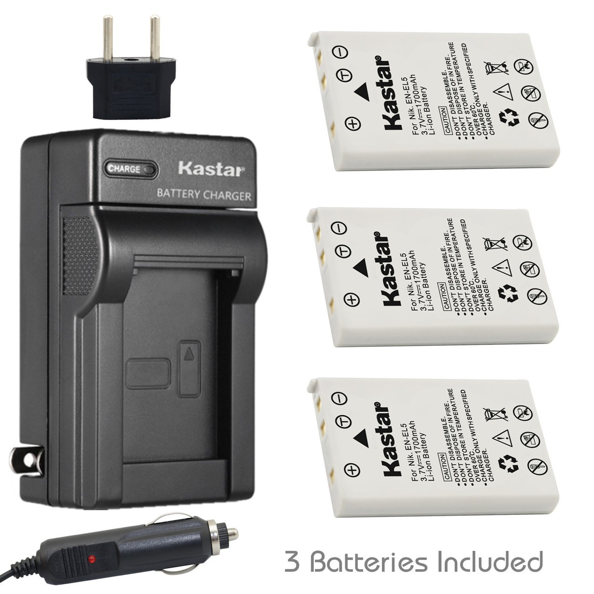Kastar Battery AC Charger for Nikon EN-EL5 MH-61 & Nikon Coolpix