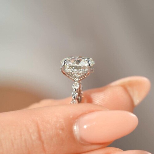 2.70 TCW Round-Cut Lab Grown Diamond Engagement Ring 14k White Gold - Picture 3 of 6