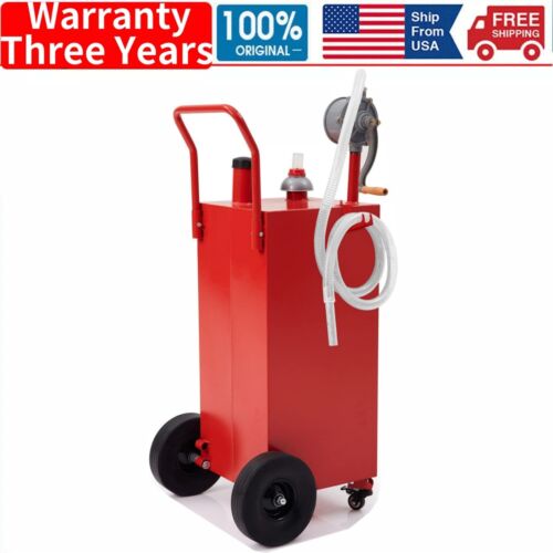 🔥Fuel Caddy 40 Gallon Portable Fuel Tank With Wheels Manual Fueling Nozzle 360°