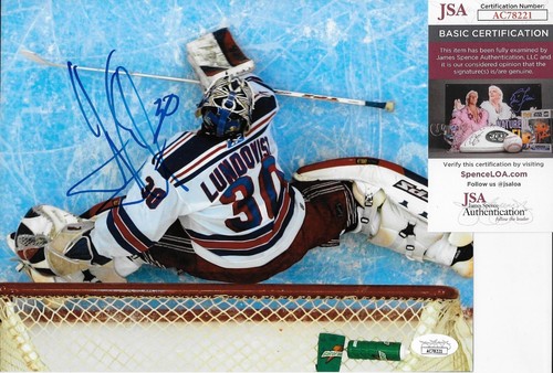 Auto. New York Rangers Henrik Lundqvist 8x10 Photo #2 with JSA Authentication