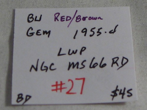BU RED/BROWN GEM 1955-D Lincoln Wheat Penny NGC MS66 RD. #27 - Picture 9 of 9