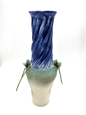 Handmade Studio Art Pottery Vase  Wave  by Susan Fox Hirschmann, VG Cond.