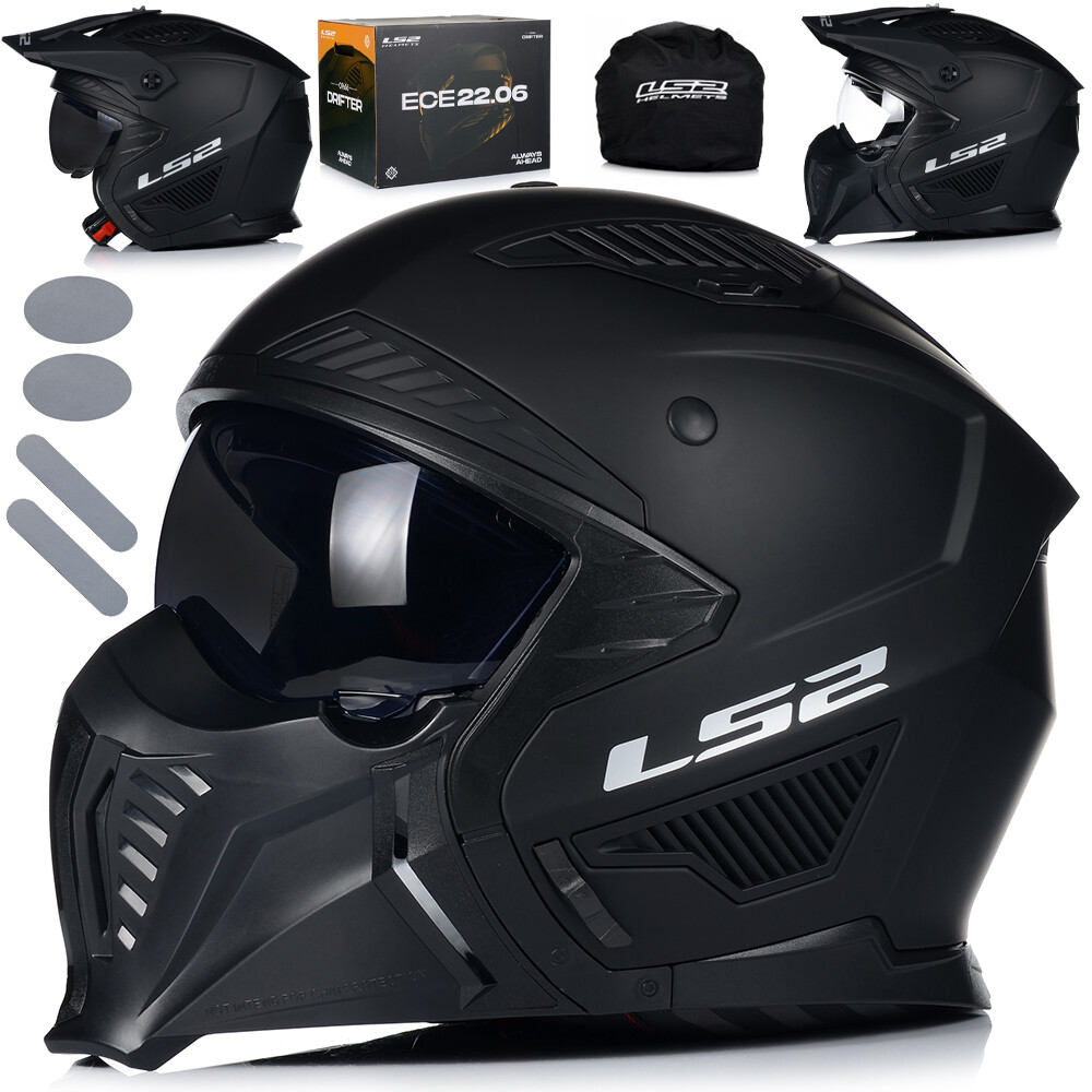 LS2 AIRFLOW Motorradhelm Gloss Black XXL | 950g Leichthelm Mit Sonnenvisier & Belüftung