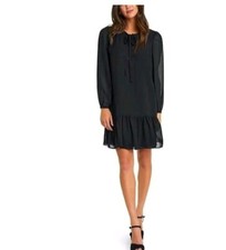 Draper James Ladies Tie Neck Flounce Shift Dress Size Large Black