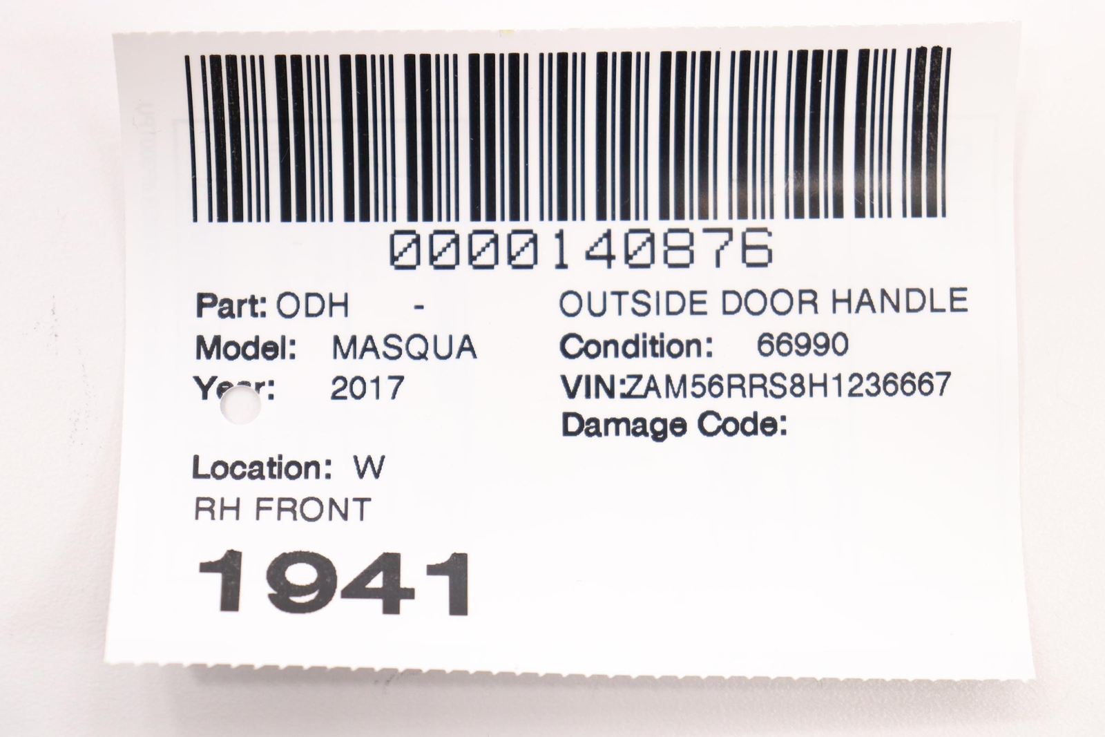2014 - 2024 MASERATI QUATTROPORTE FRONT RIGHT OUTSIDE DOOR HANDLE OEM 68194120AB