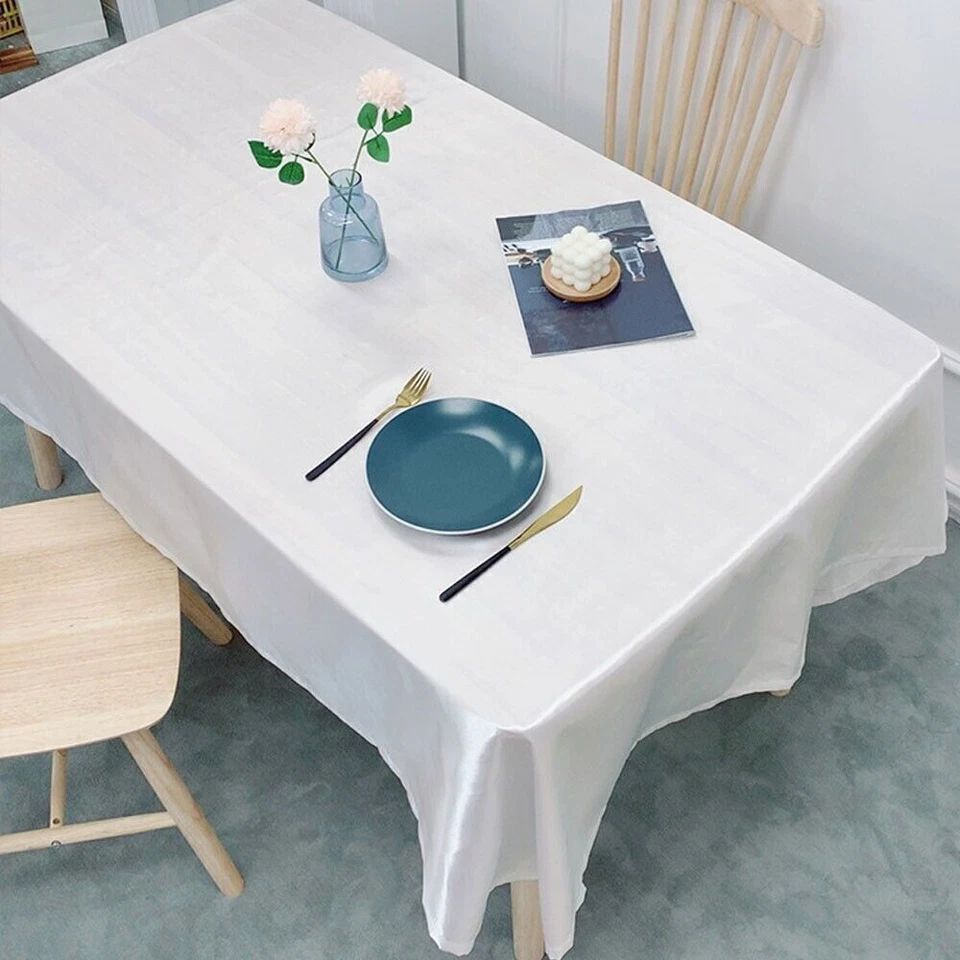 Satin Tablecloth Dining Kitchen Table Cloth Cover Wedding Party Banquet Decor - Image 2 of 4