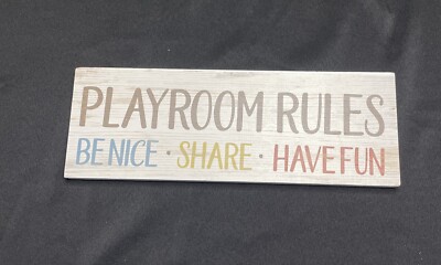 Playroom Rules Decor Sign, Be Nice Share Have Fun By P. Graham Dunn Amish Made