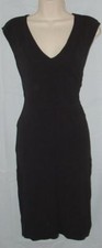 Solid Black Sz 10 Church Office Sleeveless Soft Stretchy V-Neck Dress ANN TAYLOR