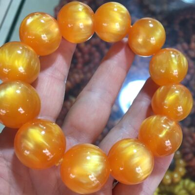 Black Coral Bracelet 20mm Round Beads Unisex Jewelry Hand String Vintage Style