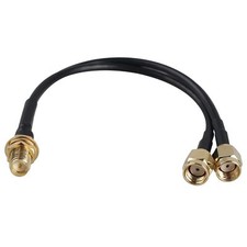 RP-SMA Female Bulkhead Mount to Dual RP-SMA Male Antenna Extension Cable WiFi...