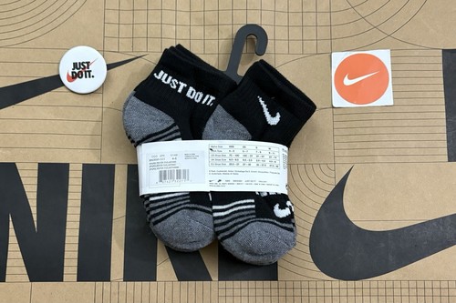 Nike Cushioned ankle Socks 6-pack - Black - Kids XS Youth Shoe Size 7C-10C NWT - Picture 8 of 11