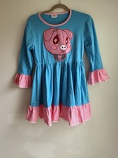 LKB Boutique Adulto Bebé Muñeca Camisa Vestido Rosa Cerdito Bordado Lunares Volantes