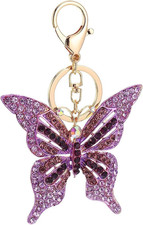 Cute Animal Butterfly Crystal Rhinestone Sparkling Keychain Key Ring Car Bag Pen