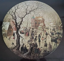 VTG 1966 Springbok Winter Scene Circular 500 Piece Jigsaw Puzzle Round Complete