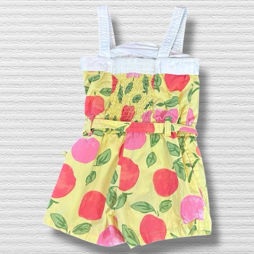 Gymboree Girls 4 Peach Prep Jumpsuit Romper Fruit Orange Yellow Shorts - Picture 3 of 4
