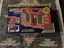 New Battery Daddy Storage Box Holds 180 Batteries Double Sided with Tester