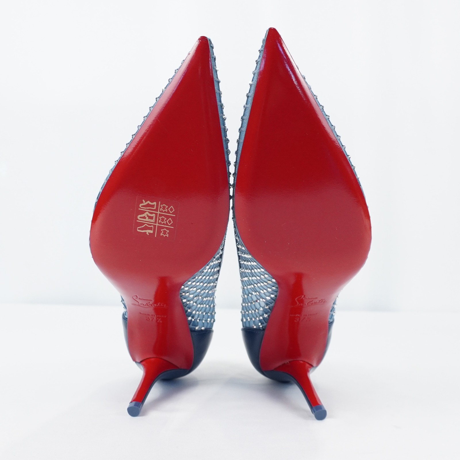 Christian Louboutin Apostropha Crystal Mesh Pumps In Blue - Women's Size EU 37.5