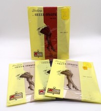 VTG 4 pair K-mart Stockings of Sheer Opaque Thigh High Rust Navy Bone Sz B NOS